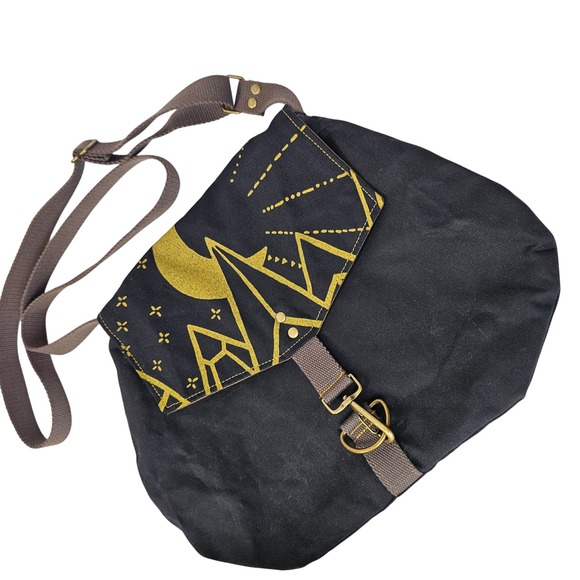 Rachel Elise Handmade Weather-Resistant Witchy Black Canvas Crossbody Purse bag - Picture 1 of 9